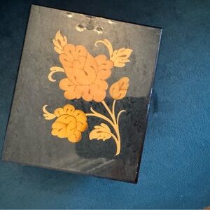 Floral Black and Gold Decorative Box